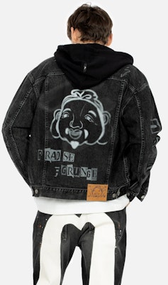 EVISU 2023秋季 涂鸦佛头印花宽松牛仔连帽夹克 男款 黑色 2EAHTM3DJ8063LFCS Shop EVISU 2023秋季 涂鸦佛头印花宽松牛仔连帽夹克 男款 黑色 2EAHTM3DJ8063LFCS