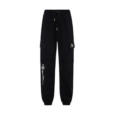 EVISU AW23 Hand-Brushed Logo Embroidered Cargo Jogger Pants - Casual Pants 2EAGNM3SP1964STCT