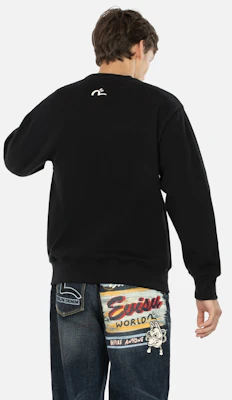 EVISU AW23 稻荷面具手寫印花黑色男款寬鬆大學T 2EAHTM3SW1078RXCT Purchase EVISU AW23 稻荷面具手寫印花黑色男款寬鬆大學T 2EAHTM3SW1078RXCT