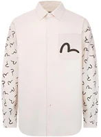 EVISU AW23 Ivory Shirt with Small Seagull Print Design. 2EAHTM3SL1946RXCT EVISU AW23 Ivory Shirt with Small Seagull Print Design. 2EAHTM3SL1946RXCT