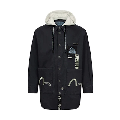 EVISU AW23 Kanji Embroidered Hoodie Deep Gray 2EAGNM3SJ5117LFPS