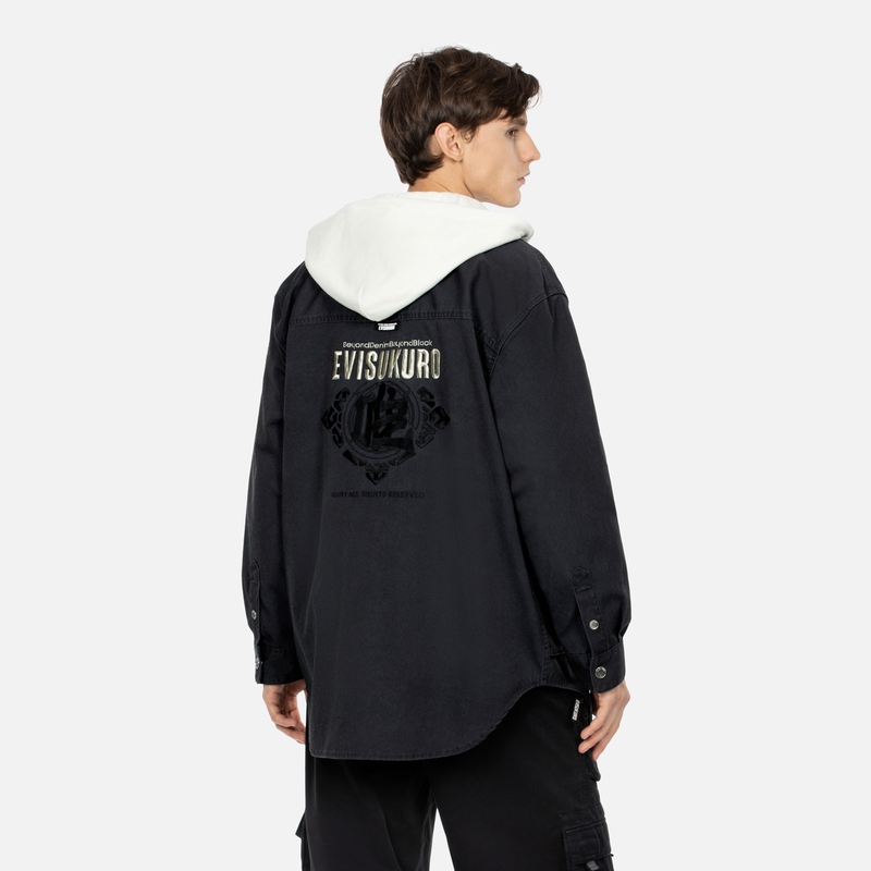 Purchase EVISU 秋冬款 汉字刺绣连帽衫 深灰色 2EAGNM3SJ5117LFPS