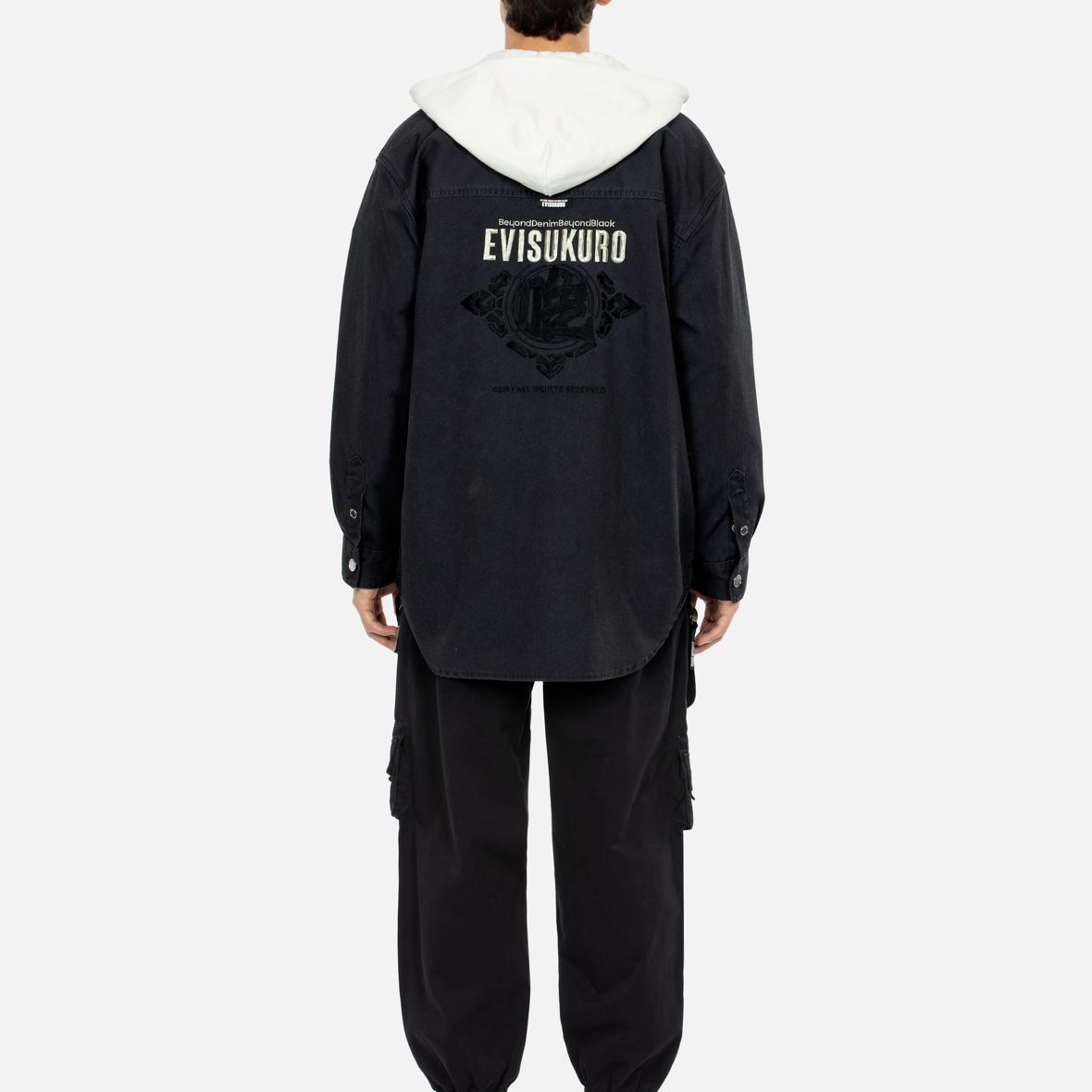 Sizing EVISU 秋冬款 汉字刺绣连帽衫 深灰色 2EAGNM3SJ5117LFPS