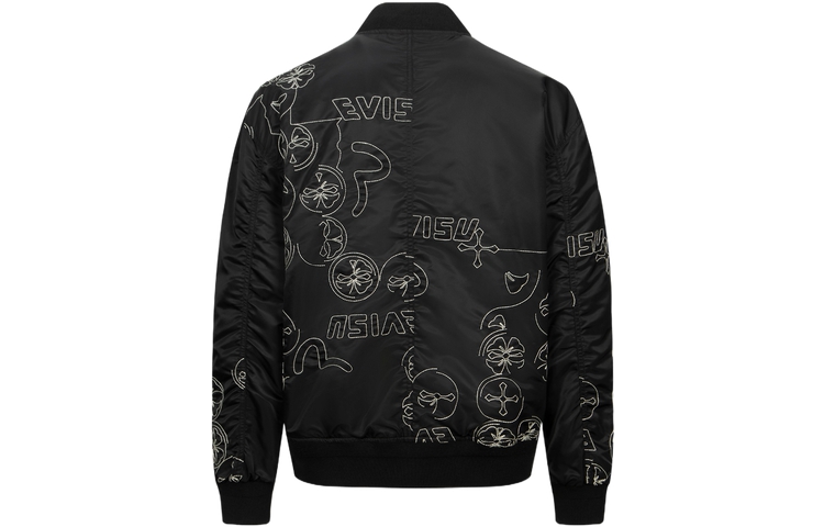 EVISU AW23 Logo & Embroidered Loose Fit MA-1 Padded Jacket Black 2EAHTM3JK7015LFNQ