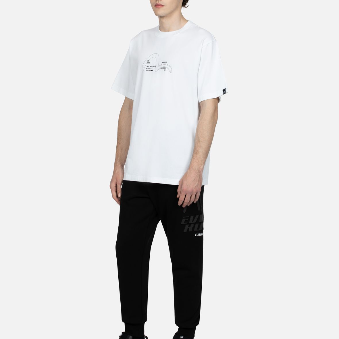 Details for EVISU AW23 標誌與海鷗印花男款黑色休閒運動褲_regular fit款式。 2EAGNM3SP5067XXFL