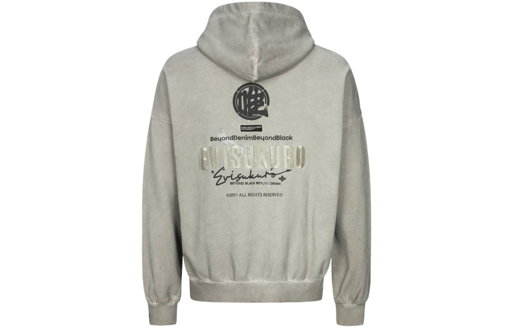 EVISU AW23 Logo & Seagull Embroidery Oversized Hoodie Unisex Light Brown 2EAGNM3SW5162OSCT