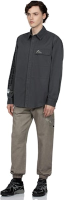 Camisa de Trabajo Oversize EVISU AW23 Logo y Gaviota Bordada Hombre - Gris Oscuro 2EAGNM3SL5122OSCT Cheap Camisa de Trabajo Oversize EVISU AW23 Logo y Gaviota Bordada Hombre - Gris Oscuro 2EAGNM3SL5122OSCT