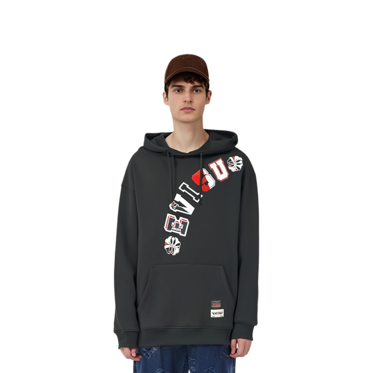 Shop Sudadera Negra Unisex EVISU AW23 con Logo Bordado y Diseño Floral. 2EAHTM3SW8046LFCT