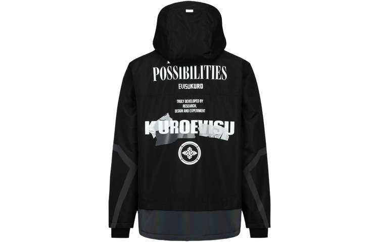 EVISU AW23 Logo Print Regular Fit Padded Hoodie Jacket  Black 2EAGNM3JK5014XXPQ