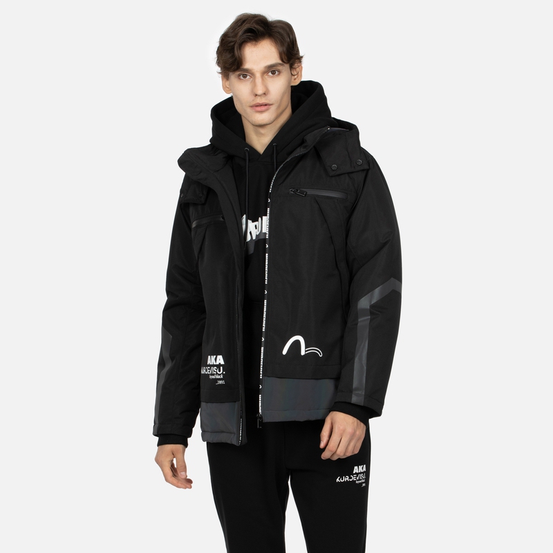 Purchase 에비수 AW23 로고 프린트 패딩 후드 자켓 블랙 2EAGNM3JK5014XXPQ