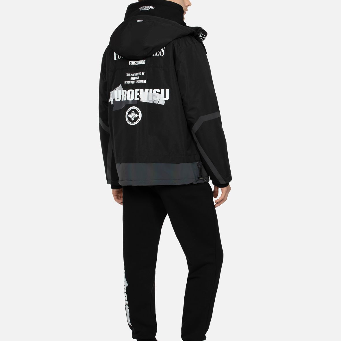 Sizing 에비수 AW23 로고 프린트 패딩 후드 자켓 블랙 2EAGNM3JK5014XXPQ