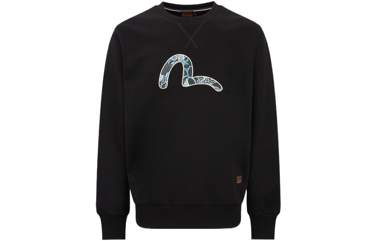 EVISU AW23 Lucky God Small Seagull Embroidered Unisex Sweatshirt. 2EAHTM3SW7906RXCT