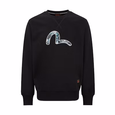 EVISU AW23 Lucky God Small Seagull Embroidered Unisex Sweatshirt. 2EAHTM3SW7906RXCT