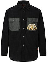 EVISU AW23 Maple Leaf Print Work Shirt Black Relaxed Fit 2EAHTM3SL7034RXPL EVISU AW23 Maple Leaf Print Work Shirt Black Relaxed Fit 2EAHTM3SL7034RXPL