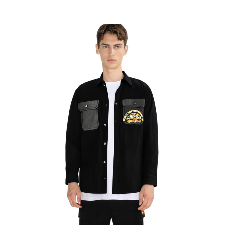 Details for 에비수 AW23 단풍잎 프린트 워크 셔츠 블랙 릴렉스드 핏 2EAHTM3SL7034RXPL