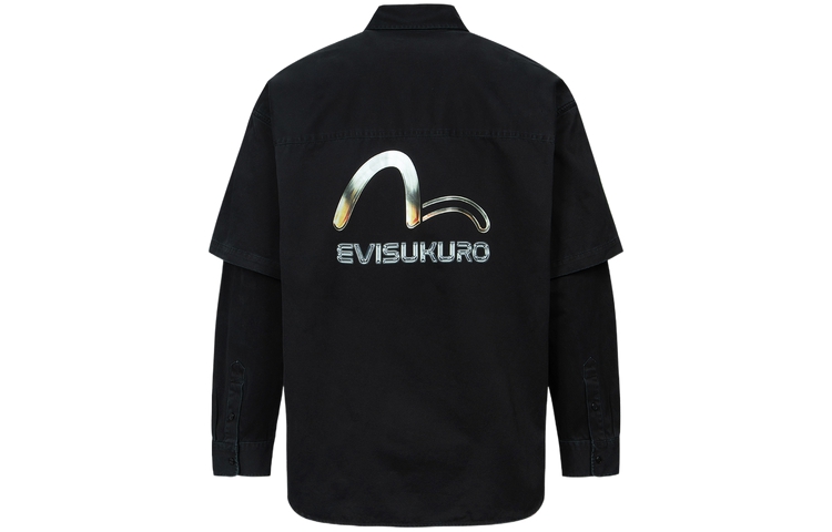 Order EVISU 2023秋冬金属海鸥标志印花黑色牛津衬衫 男装 2EAGNM3SL5119RXCT