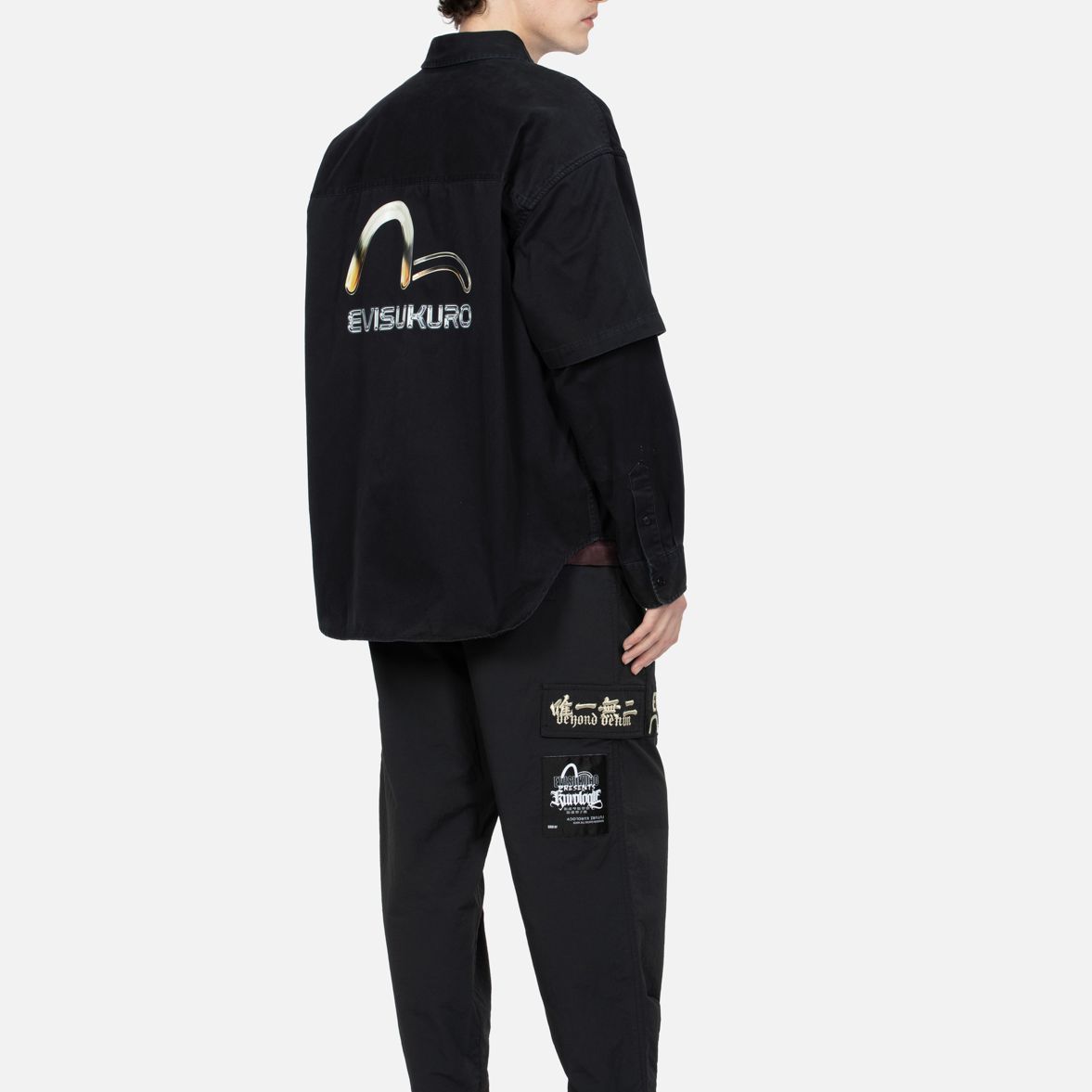 Details for EVISU 2023秋冬金属海鸥标志印花黑色牛津衬衫 男装 2EAGNM3SL5119RXCT