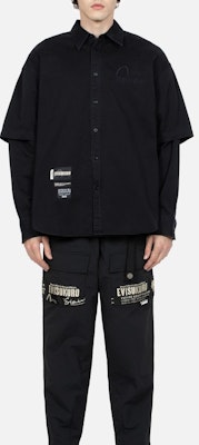 EVISU 2023秋冬金属海鸥标志印花黑色牛津衬衫 男装 2EAGNM3SL5119RXCT Sizing EVISU 2023秋冬金属海鸥标志印花黑色牛津衬衫 男装 2EAGNM3SL5119RXCT