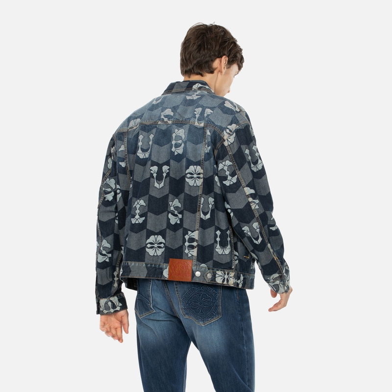 EVISU AW23 Monogram Jacquard Oversized Denim Jacket  Denim Blue 2EAHTM3DJ1010LFCT 圖 5