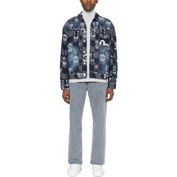 EVISU AW23 Monogram Jacquard Oversized Denim Jacket  Denim Blue 2EAHTM3DJ1010LFCT 圖 7