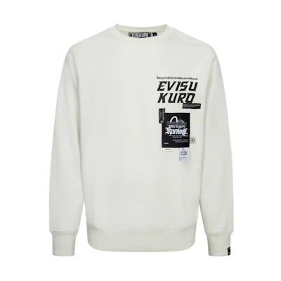 EVISU AW23 Multi-Graphic Oversized Sweatshirt White - Fashion 2EAGNM3SW5152RXCT