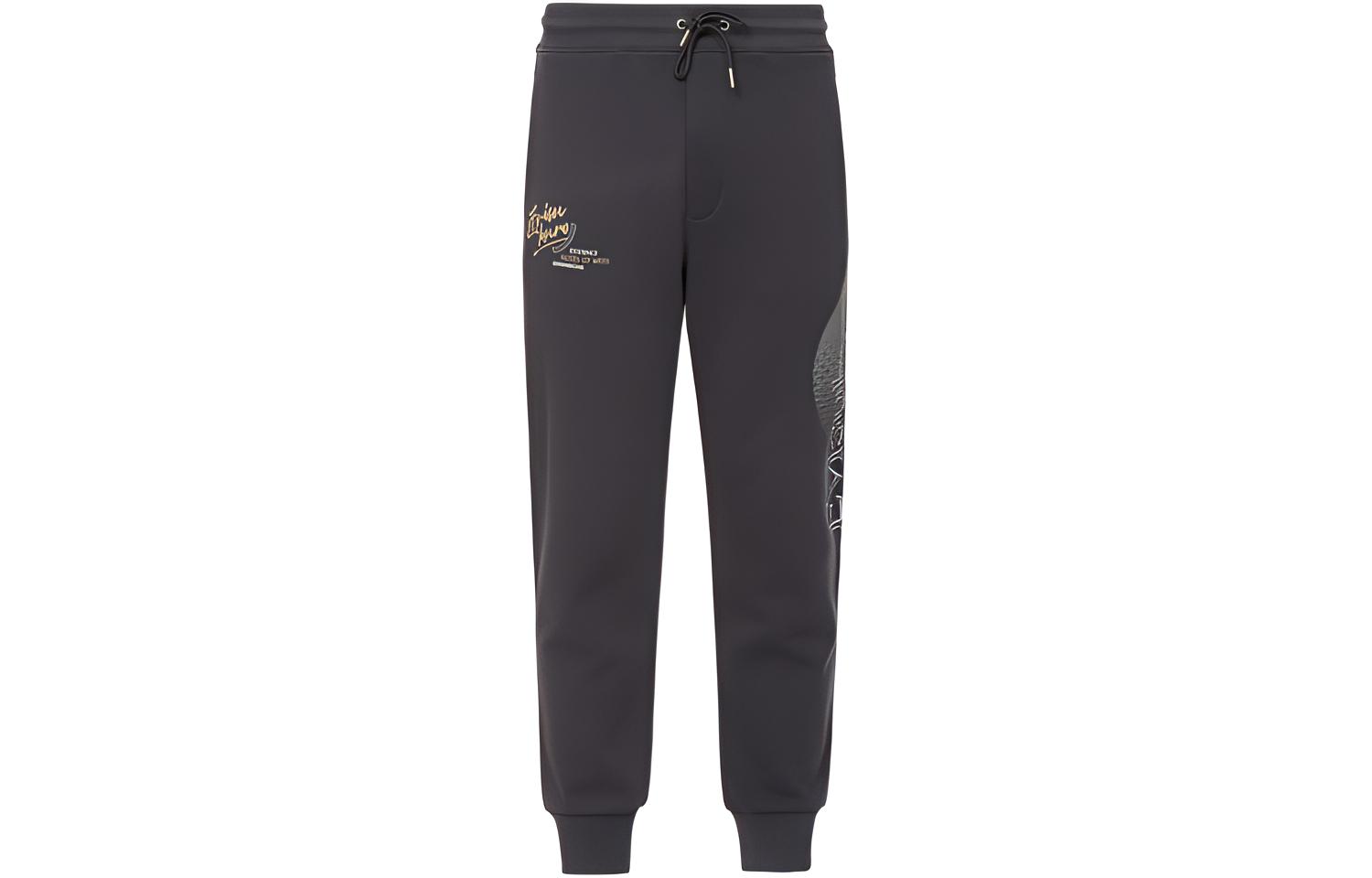 EVISU AW23 Multi-Logo Print Mid-Waist Casual Sweatpants Deep Gray Men’s. 2EAGNM3SP5903XXCT