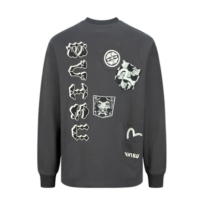 EVISU AW23 Multi-Pocket Oversized Sweatshirt Men’s Dark Gray 2EAHTM3SW1109FLCT