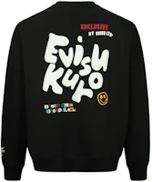 EVISU AW23 Oversized Pullover Crewneck Sweatshirt Men Black with PU Letter Print 2EAGNM3SW5229OSFL EVISU AW23 Oversized Pullover Crewneck Sweatshirt Men Black with PU Letter Print 2EAGNM3SW5229OSFL