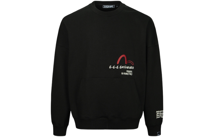 EVISU AW23 Oversized Pullover Crewneck Sweatshirt Men Black with PU Letter Print 2EAGNM3SW5229OSFL 圖 3