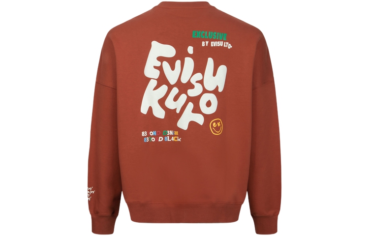 EVISU AW23 Oversized Pullover Crewneck Sweatshirt Men Black with PU Letter Print 2EAGNM3SW5229OSFL 圖 6