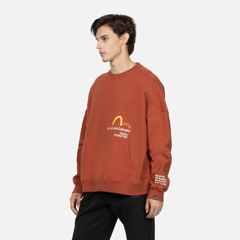 EVISU AW23 Oversized Pullover Crewneck Sweatshirt Men Black with PU Letter Print 2EAGNM3SW5229OSFL 圖 9