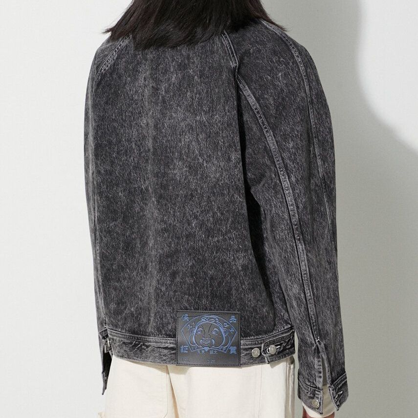 EVISU AW23 Poster Graphic & Seagull Print Oversized Denim Jacket Men Black 2EAHTM3DJ8064LFCS 圖 7