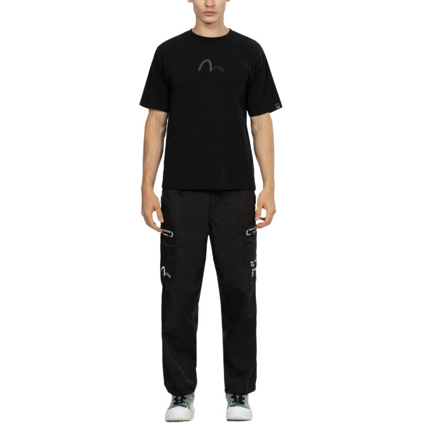 Shop EVISU AW23 リフレクティブ ジッパー レギュラーフィットパンツ メンズ ブラック 2EAGNM3PP5037XXPL