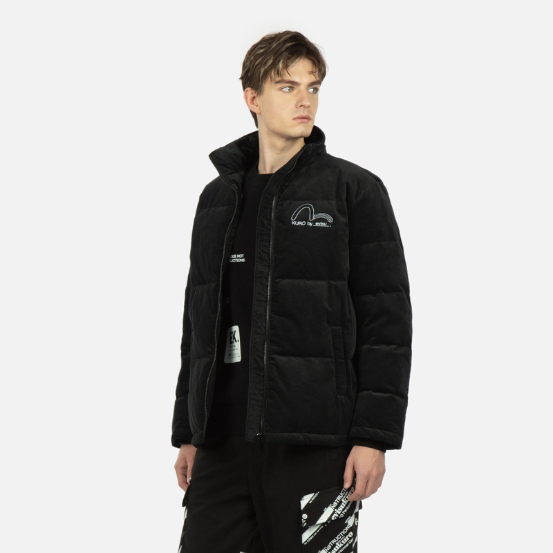 EVISU AW23 Seagull & Slogan Embroidered Velvet Slim Fit Down Jacket Men 2EAGNM3NJ5964XXCS 圖 4
