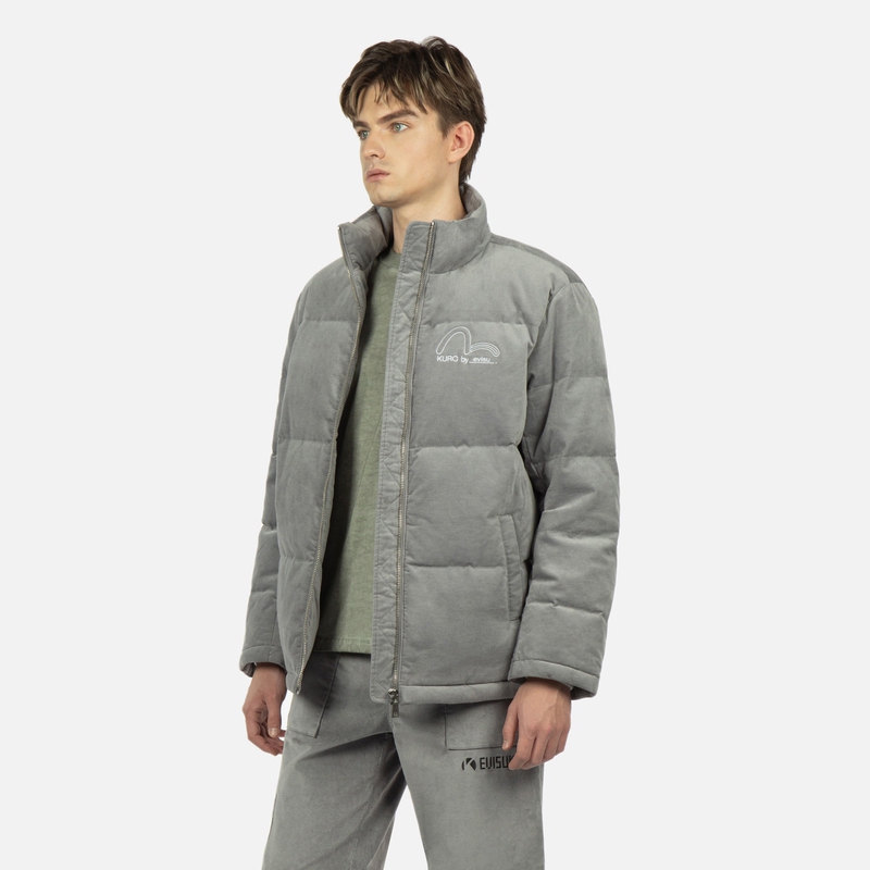 EVISU AW23 Seagull & Slogan Embroidered Velvet Slim Fit Down Jacket Men 2EAGNM3NJ5964XXCS 圖 8