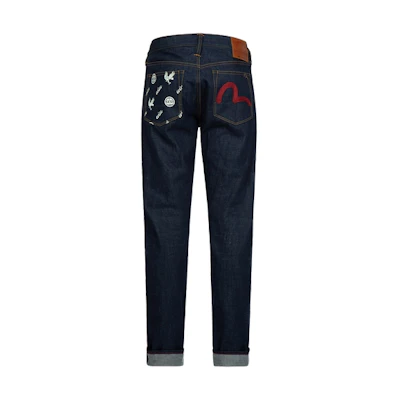 EVISU AW23 Seagull Eagle Pocket Denim Jeans Blue 2ESHTM3JE16017CT