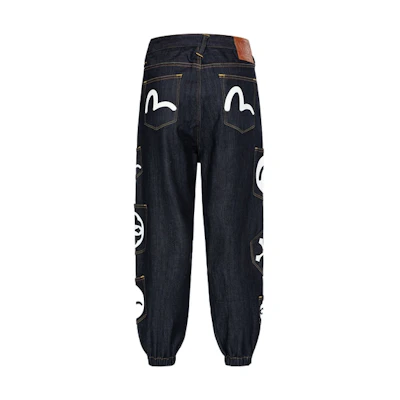 EVISU AW23 Seagull Floral Multi-Pocket Jeans Denim Blue 2EAHTM3JO7056LFCX