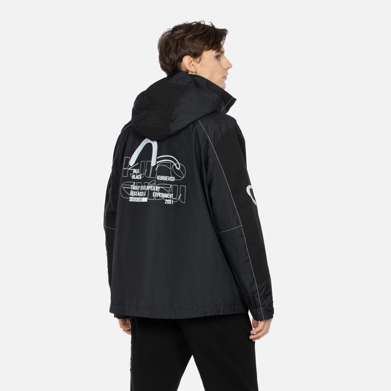 EVISU AW23 Seagull Logo Black Hoodie Zip Jacket for Men. 2EAGNM3JK5016SLNY 圖 4