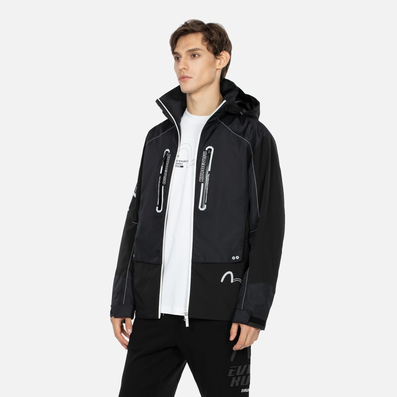 EVISU AW23 Seagull Logo Black Hoodie Zip Jacket for Men. 2EAGNM3JK5016SLNY 圖 5