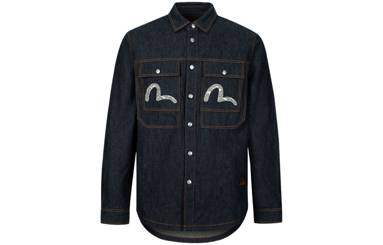 EVISU AW23 Seagull Logo Embroidered Denim Shirt  Blue 2EAHTM3SL7031XXCT