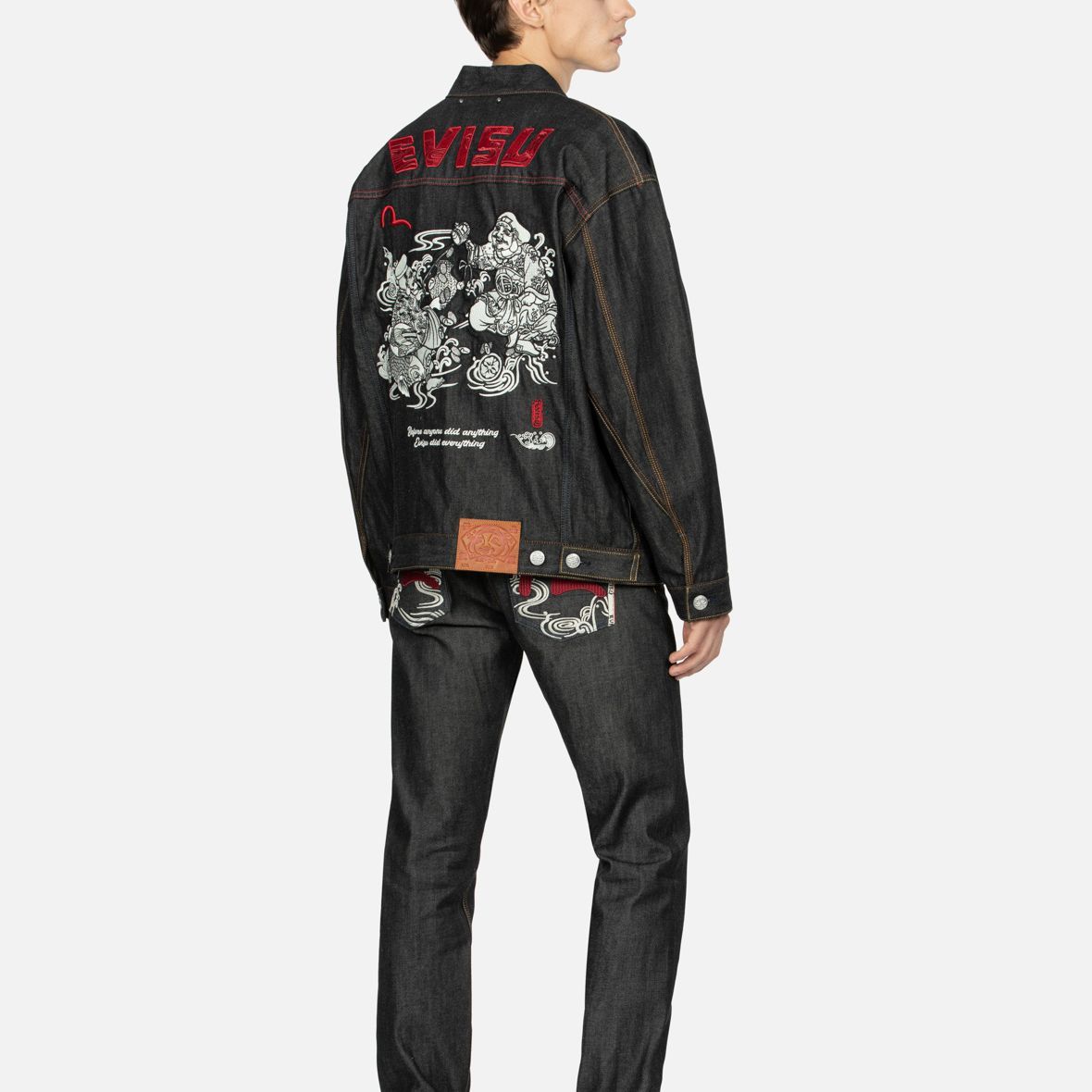 EVISU AW23 Seagull Logo Embroidered Loose Fit Denim Jacket Black . 2EAHTM3DJ7001LFCS 圖 4