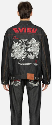 EVISU 秋冬23 海鸥标志刺绣宽松版牛仔夹克 黑色 2EAHTM3DJ7001LFCS Details for EVISU 秋冬23 海鸥标志刺绣宽松版牛仔夹克 黑色 2EAHTM3DJ7001LFCS