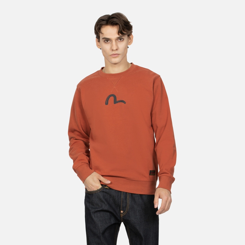 Shop 에비수 AW23 갈매기 프린트 크루넥 스웨트셔츠 레드 0ELBSM0SW1144XXCT