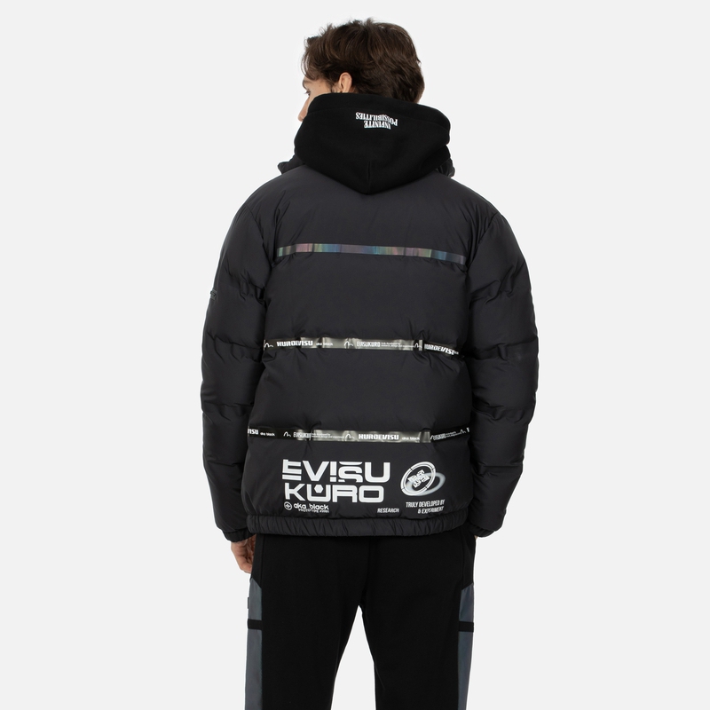 EVISU AW23 Seagull Spray Print Black Cotton Jacket for Men. 2EAGNM3NJ5007XXPL 圖 4