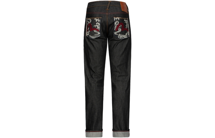 Order EVISU AW23 男士修身黑色牛仔褲 刺繡海鷗設計 2EAHTM3JE703910CS