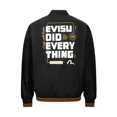 EVISU AW23 Slogan Seagull Print Stand Collar Jacket Black 2EAEPM3JK1180XXPL