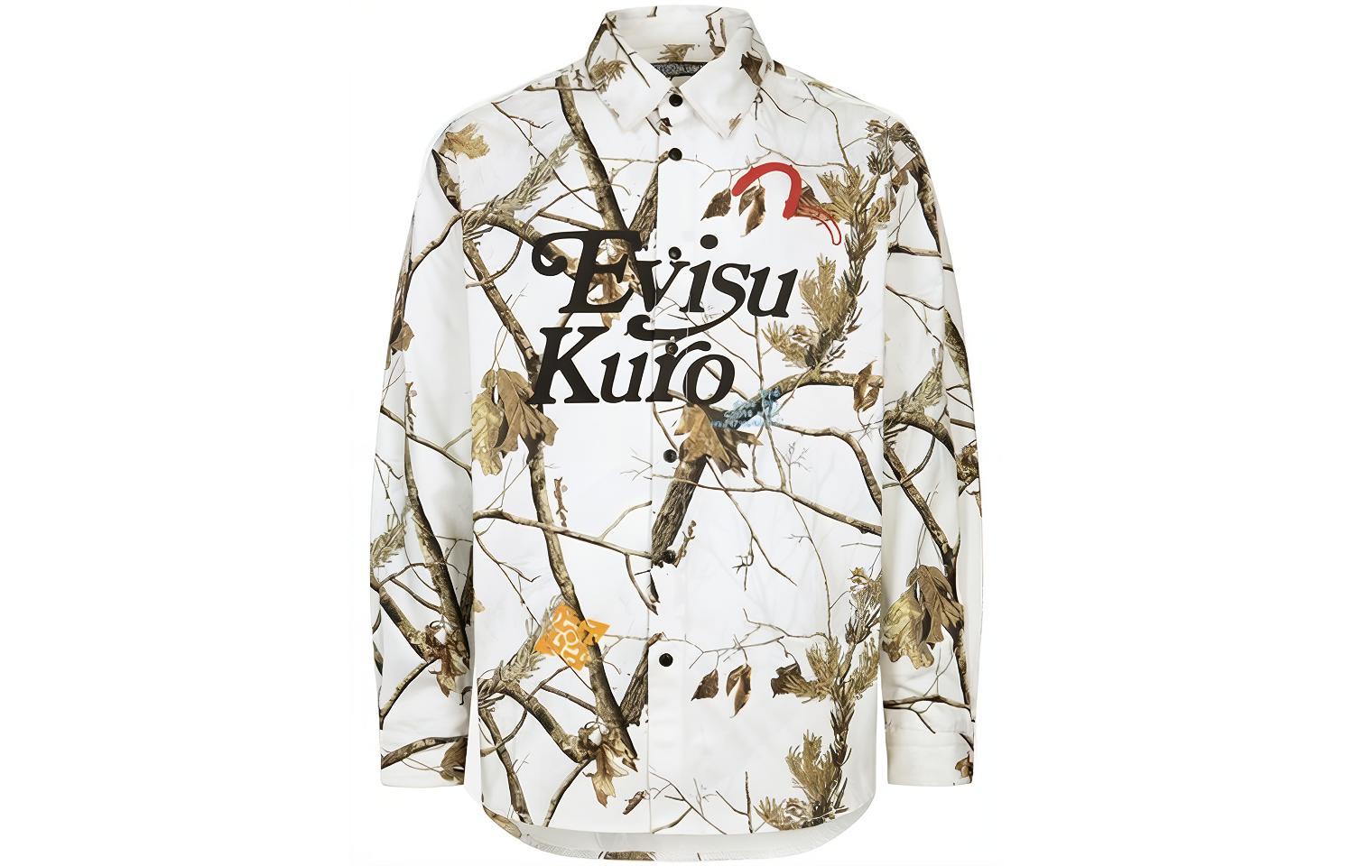 EVISU AW23 Tree Camo Print Oversized Shirt  Off-White 2EAGNM3SL5215OSCT