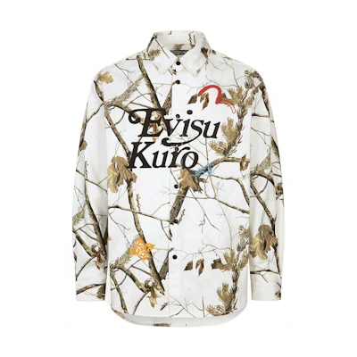 EVISU AW23 Tree Camo Print Oversized Shirt Off-White 2EAGNM3SL5215OSCT