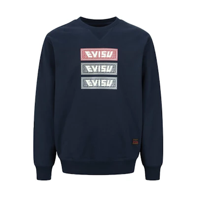 EVISU AW23 Triple Logo Print Oversized Casual Sweatshirt 2EAHTM3SW1110RXCT