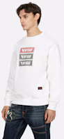 Shop EVISU AW23 Triple Logo Print Oversized Casual Sweatshirt 2EAHTM3SW1110RXCT